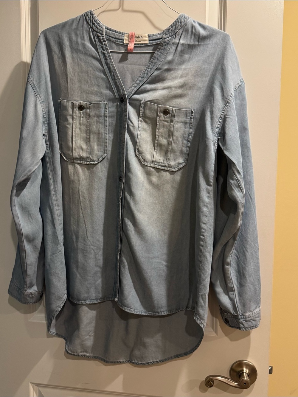Zenana Outfitters Light Blue Denim Tunic Top